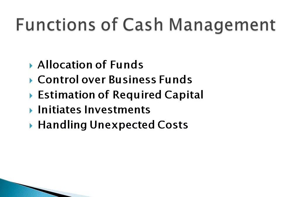 Functions of Cash Management 